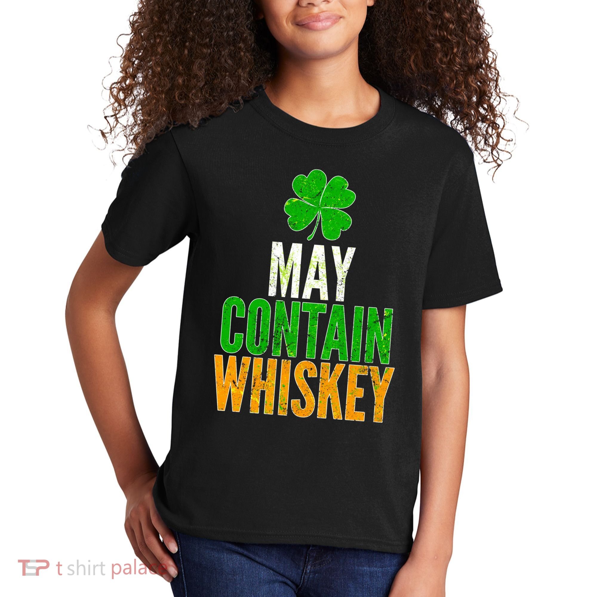 May Contain Whiskey Funny St Patricks Day Kids T-Shirt