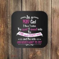 May Girl Sweet But Crazy Funny Birthday Coaster thumb 0
