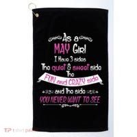 May Girl Sweet But Crazy Funny Birthday Golf Towel thumb 0