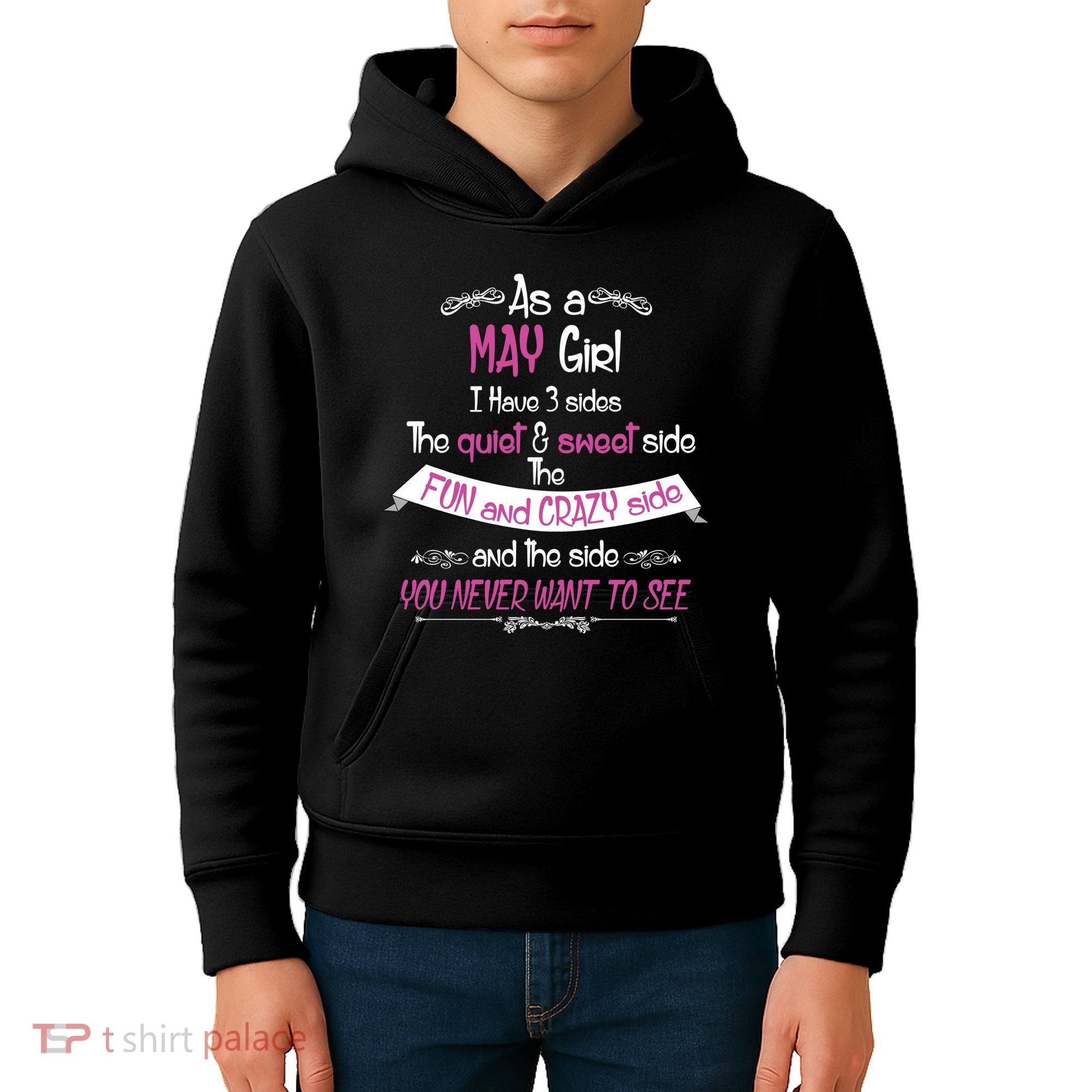 May Girl Sweet But Crazy Funny Birthday Kids Hoodie