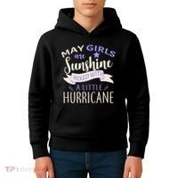 May Girls Are Sunshine Mixed With Hurricane Kids Hoodie thumb 4