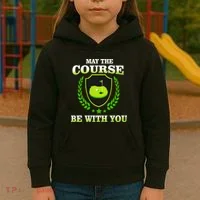 May The Course Be With You Golfing Kids Hoodie thumb 3