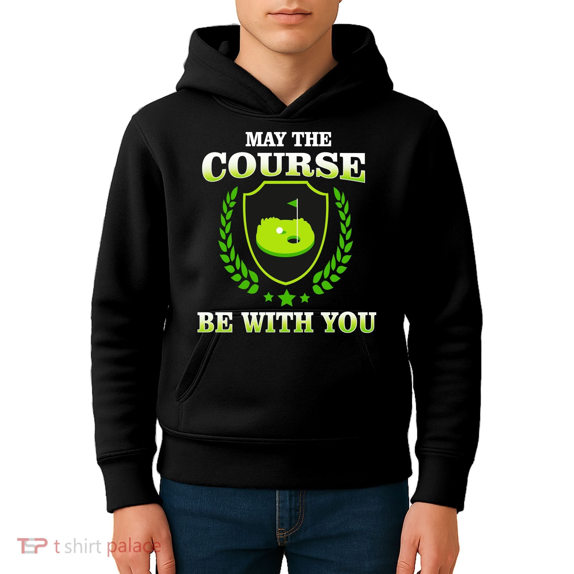 May The Course Be With You Golfing Kids Hoodie