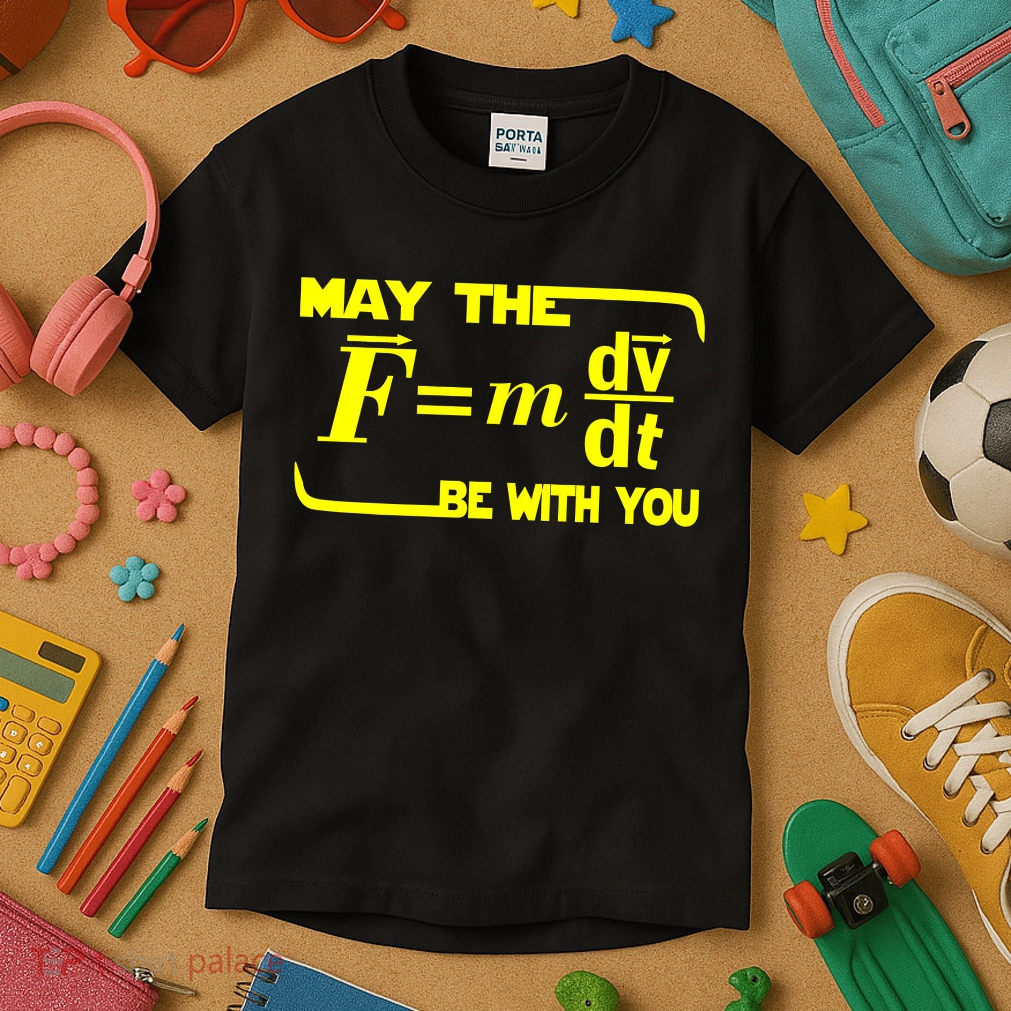 May The (F=mdv/dt) Be With You Physics Kids T-Shirt