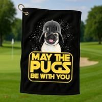 May The Pugs Be With You Golf Towel thumb 1