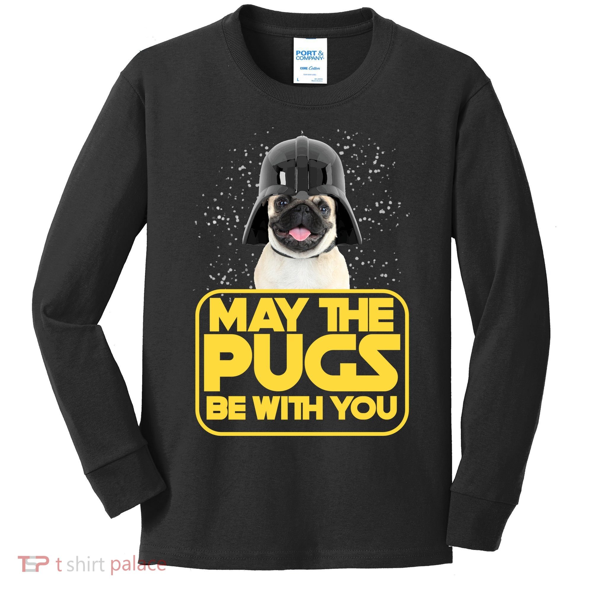 May The Pugs Be With You Kids Long Sleeve Shirt