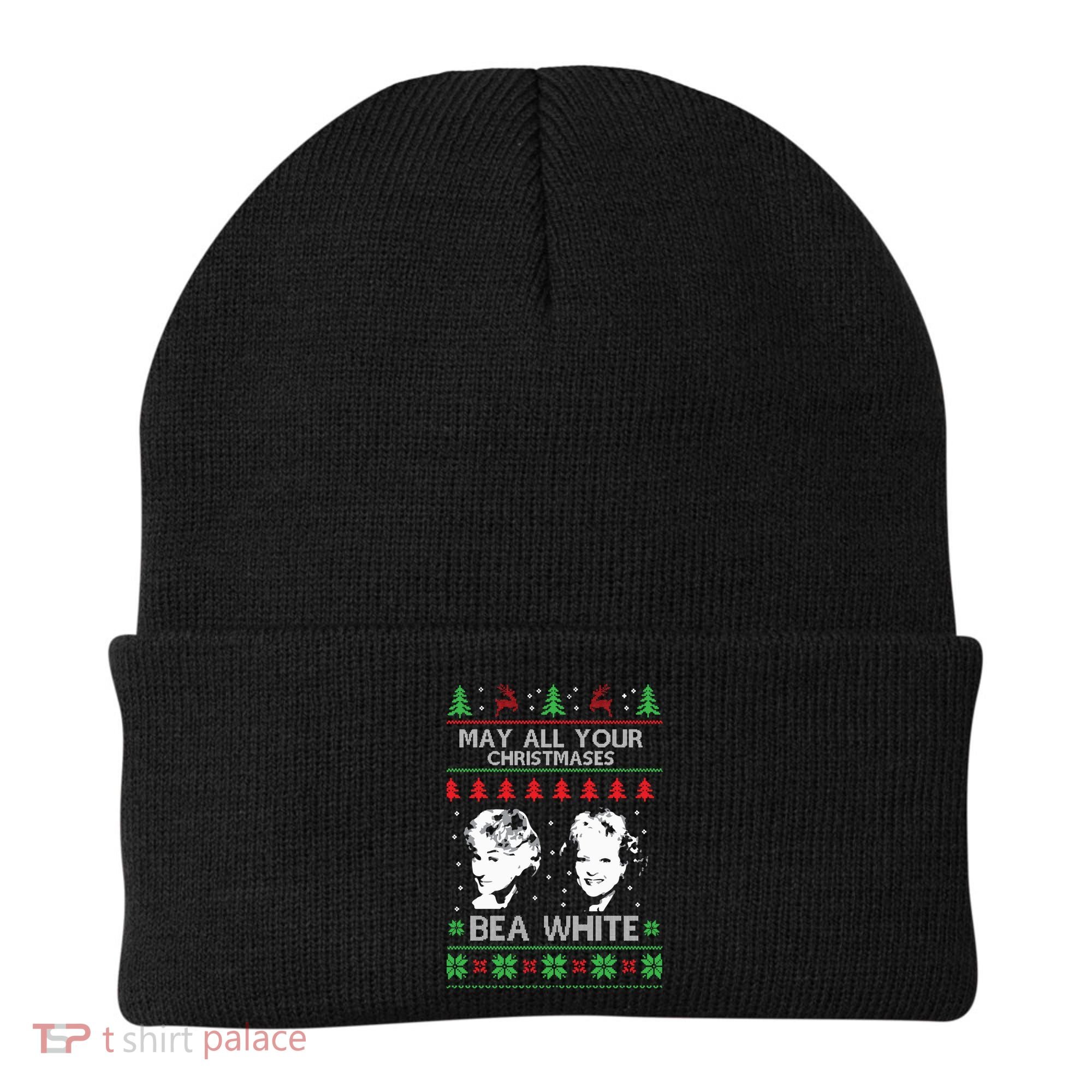 May All Your Christmases Bea White Funny Holiday Ugly Cute Gift Beanie