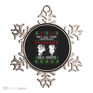 May All Your Christmases Bea White Funny Holiday Ugly Cute Gift Ornament
