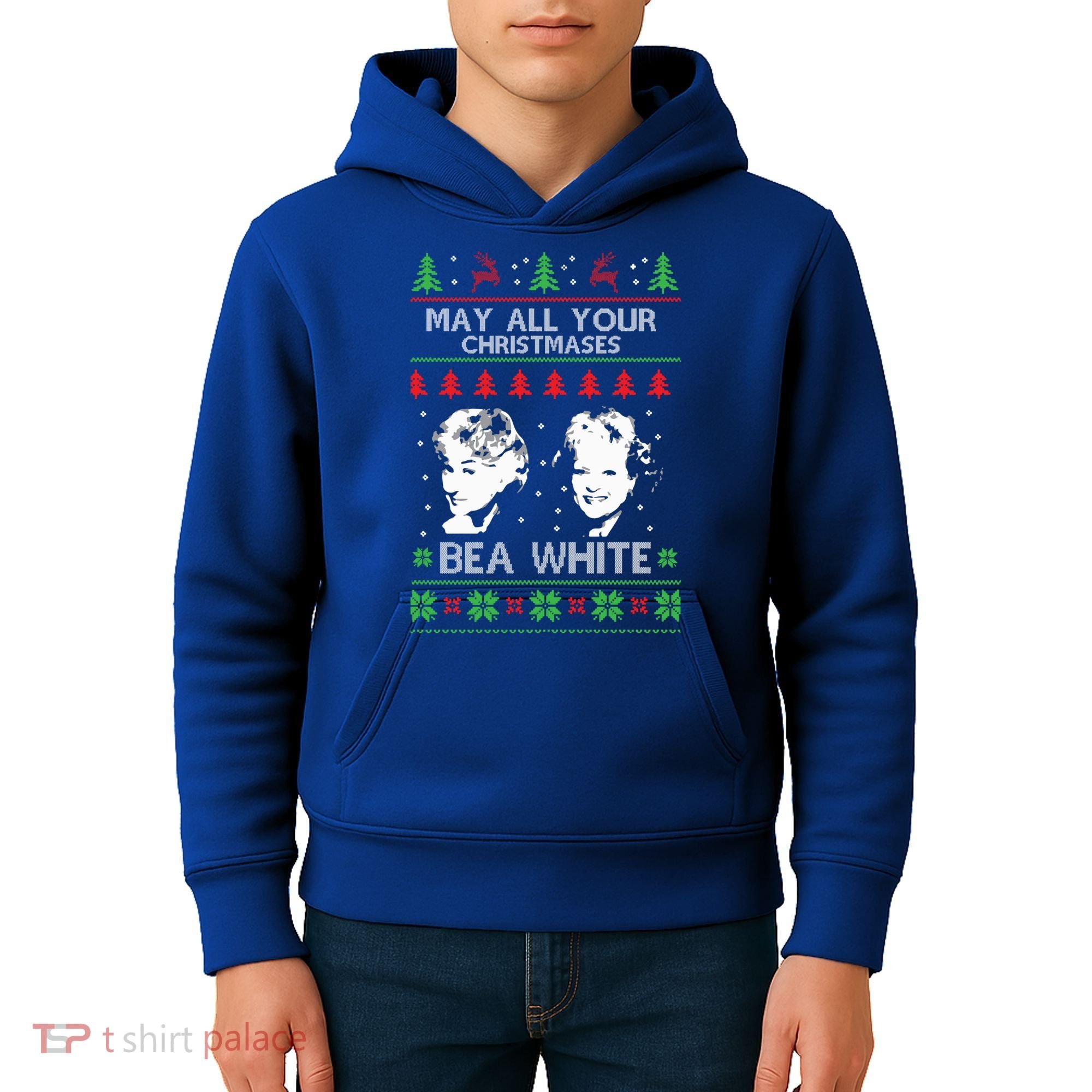 May All Your Christmases Bea White Funny Holiday Ugly Cute Gift Kids Hoodie