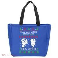 May All Your Christmases Bea White Funny Holiday Ugly Cute Gift Tote Bag thumb 0