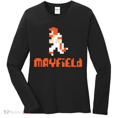 Mayfield Pixel Quarterback Cleveland Women's Long Sleeve Shirt
