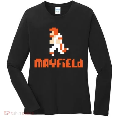 Mayfield Pixel Quarterback Cleveland Women's Long Sleeve Shirt