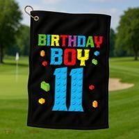 Master Builder 11th Birthday 11 Year Building Bricks Golf Towel thumb 1