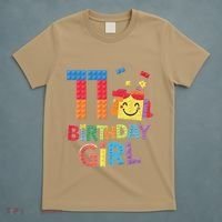 Master Builder 11th Birthday Girl 11 Year Old Brick Blocks T-Shirt thumb 5