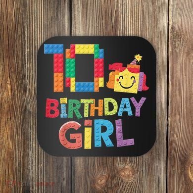 Master Builder 10th Birthday Girl 10 Year Old Brick Blocks Coaster