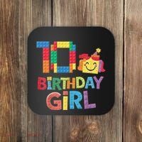 Master Builder 10th Birthday Girl 10 Year Old Brick Blocks Coaster thumb 0
