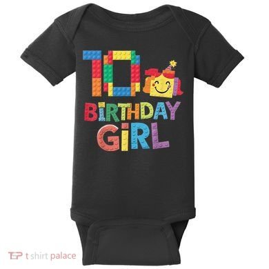 Master Builder 10th Birthday Girl 10 Year Old Brick Blocks Baby Bodysuit