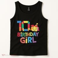 Master Builder 10th Birthday Girl 10 Year Old Brick Blocks Tank Top thumb 2