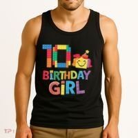 Master Builder 10th Birthday Girl 10 Year Old Brick Blocks Tank Top thumb 3