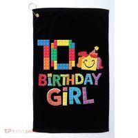 Master Builder 10th Birthday Girl 10 Year Old Brick Blocks Golf Towel thumb 0