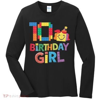 Master Builder 10th Birthday Girl 10 Year Old Brick Blocks Women's Long Sleeve Shirt
