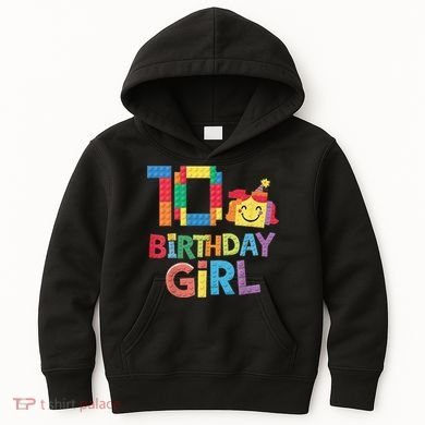 Master Builder 10th Birthday Girl 10 Year Old Brick Blocks Kids Hoodie