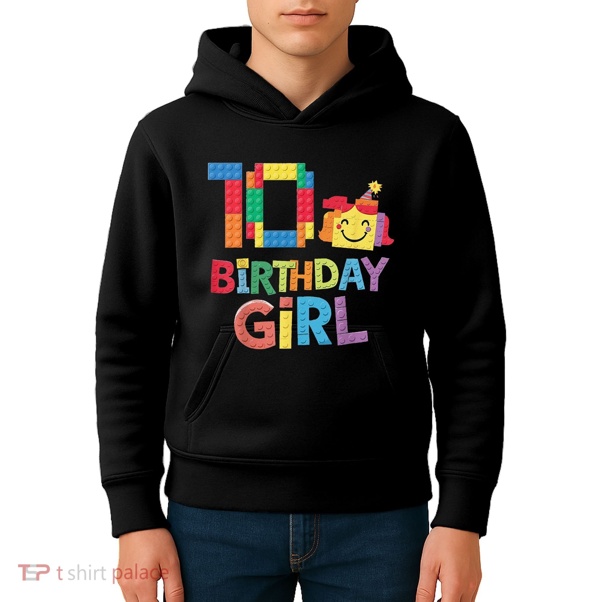 Master Builder 10th Birthday Girl 10 Year Old Brick Blocks Kids Hoodie