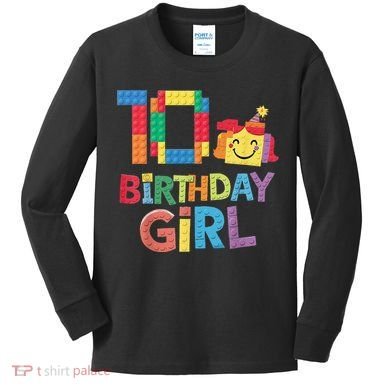Master Builder 10th Birthday Girl 10 Year Old Brick Blocks Kids Long Sleeve Shirt