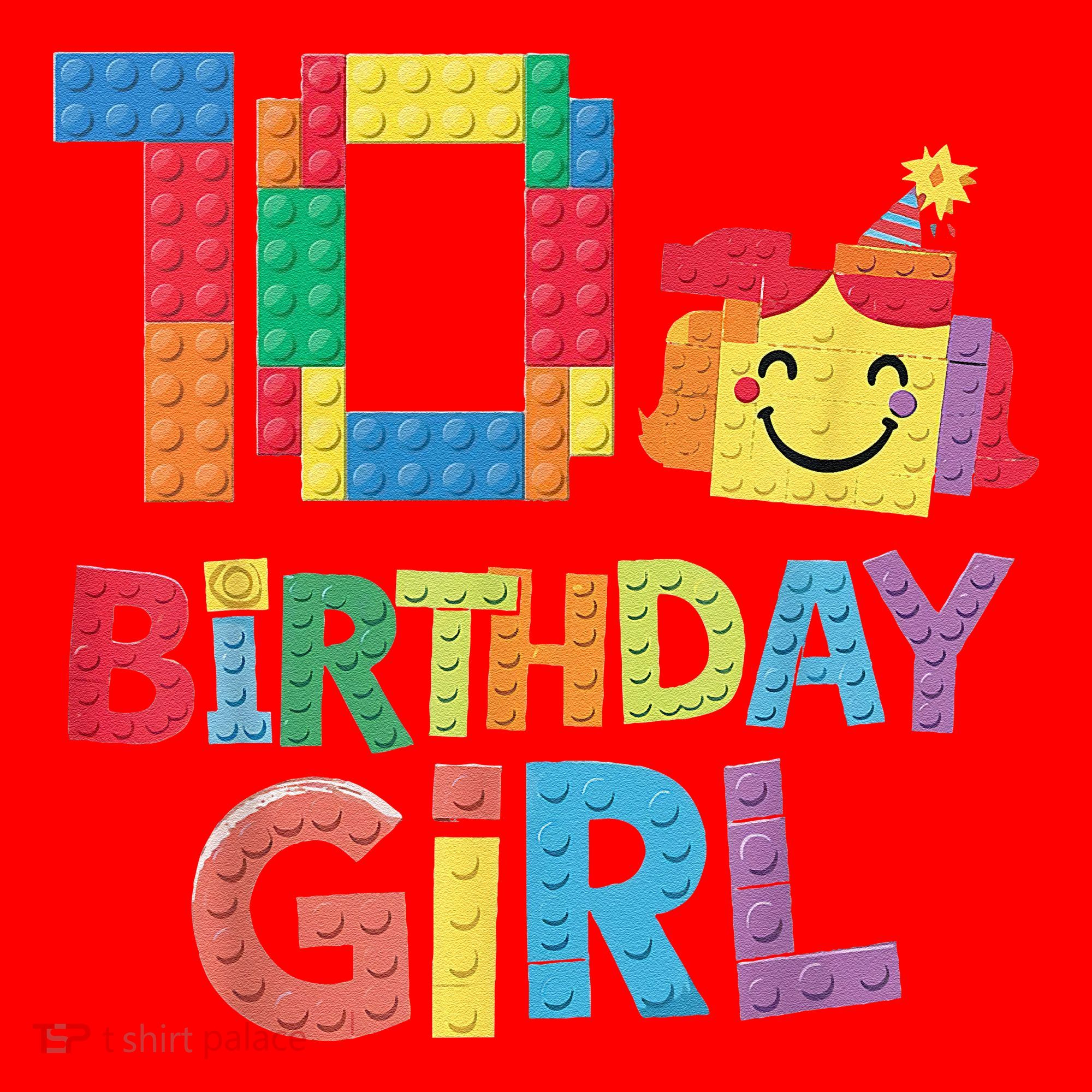 Master Builder 10th Birthday Girl 10 Year Old Brick Blocks Santa Hat