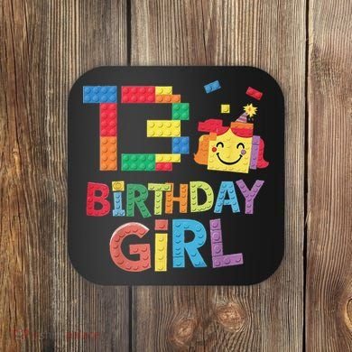 Master Builder 13th Birthday Girl 13 Year Old Brick Blocks Coaster