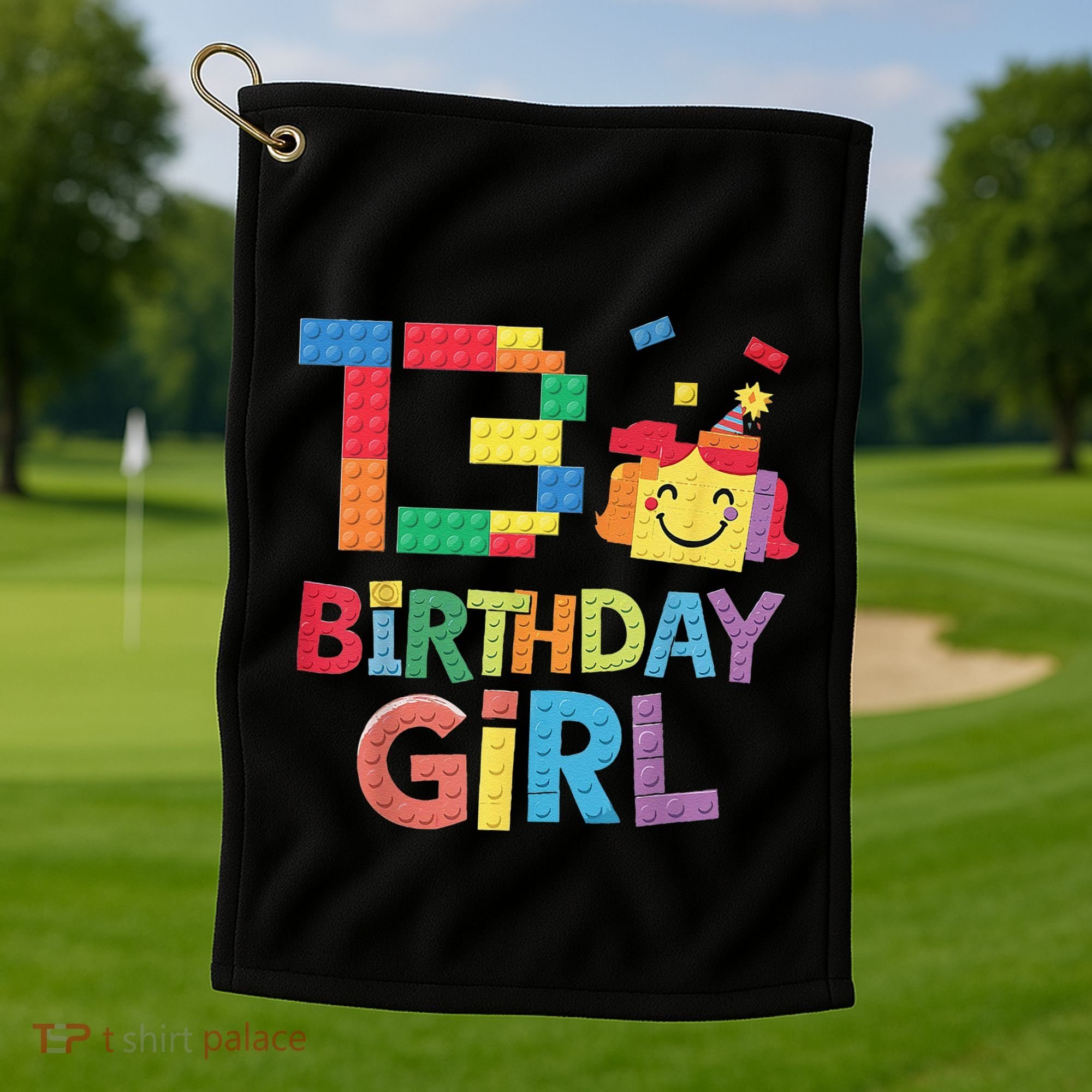 Master Builder 13th Birthday Girl 13 Year Old Brick Blocks Golf Towel