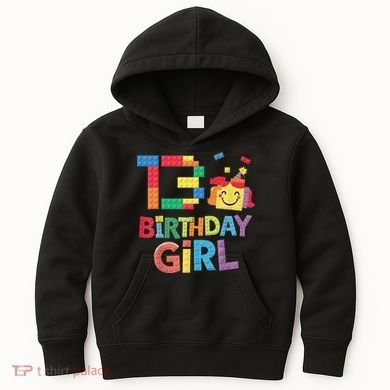 Master Builder 13th Birthday Girl 13 Year Old Brick Blocks Kids Hoodie