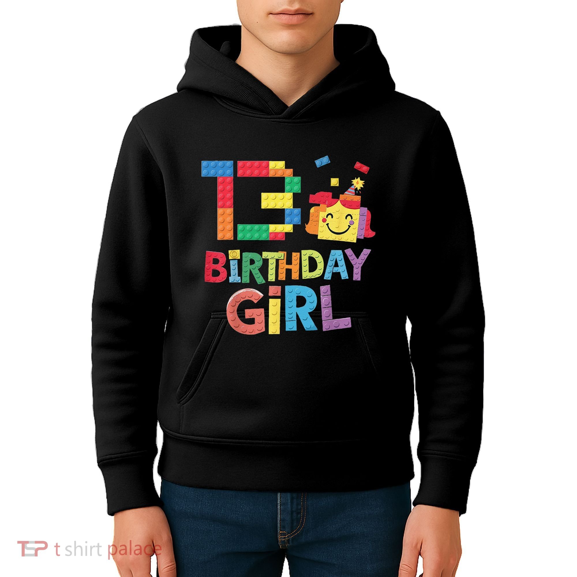 Master Builder 13th Birthday Girl 13 Year Old Brick Blocks Kids Hoodie