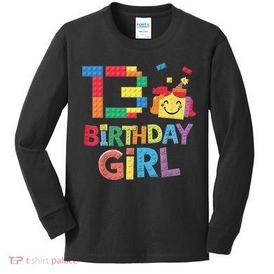 Master Builder 13th Birthday Girl 13 Year Old Brick Blocks Kids Long Sleeve Shirt