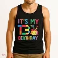 Master Builder 13th ItS My 13th Birthday Brick Blocks Tank Top thumb 3