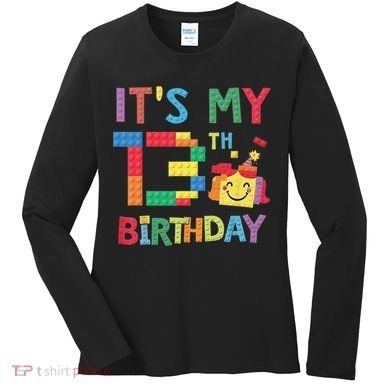Master Builder 13th ItS My 13th Birthday Brick Blocks Women's Long Sleeve Shirt