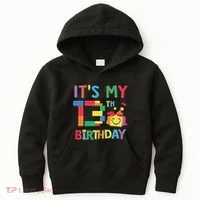 Master Builder 13th ItS My 13th Birthday Brick Blocks Kids Hoodie thumb 0