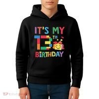 Master Builder 13th ItS My 13th Birthday Brick Blocks Kids Hoodie thumb 4