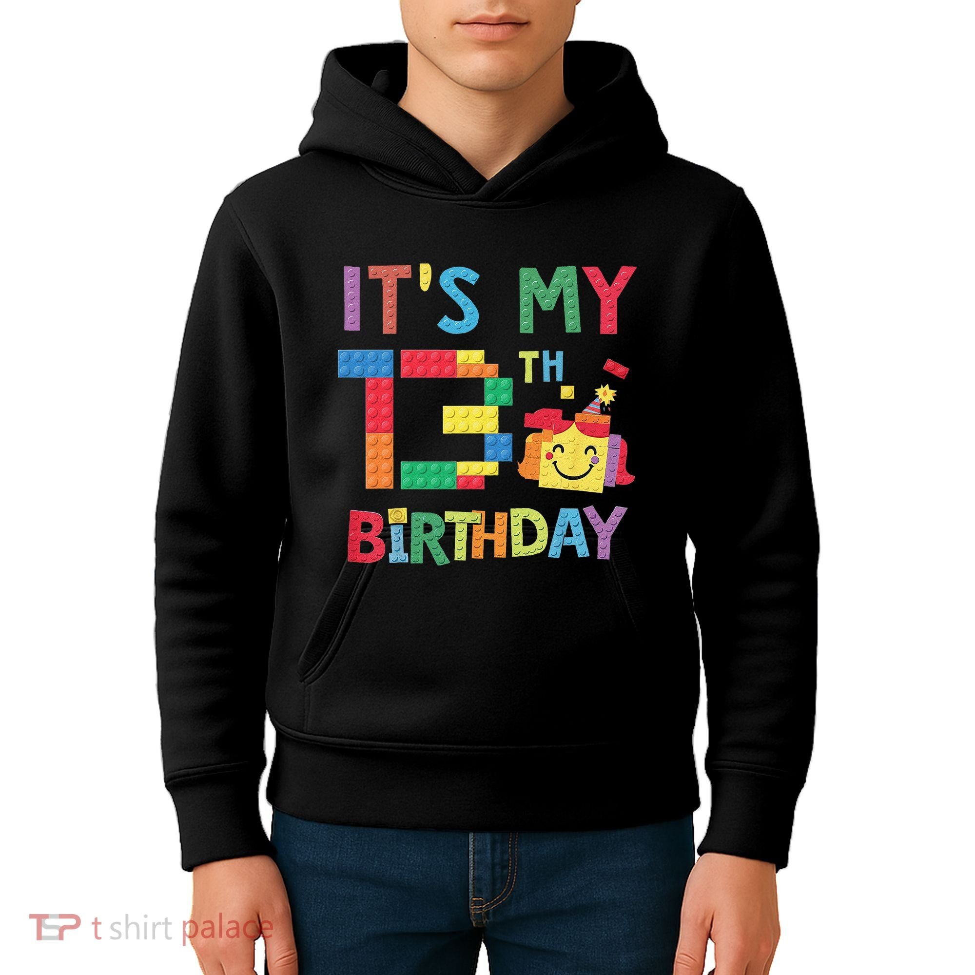 Master Builder 13th ItS My 13th Birthday Brick Blocks Kids Hoodie
