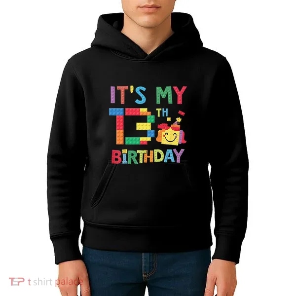 Master Builder 13th ItS My 13th Birthday Brick Blocks Kids Hoodie