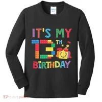Master Builder 13th ItS My 13th Birthday Brick Blocks Kids Long Sleeve Shirt thumb 0
