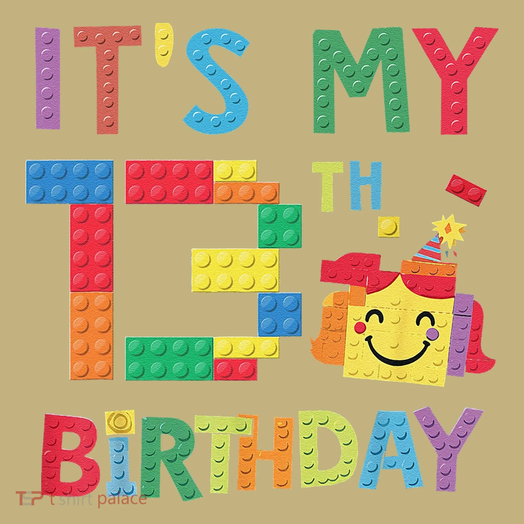 Master Builder 13th ItS My 13th Birthday Brick Blocks Kids T-Shirt
