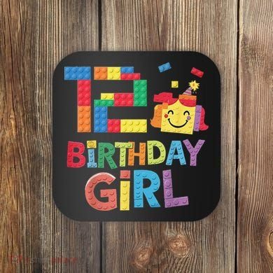 Master Builder 12th Birthday Girl 12 Year Old Brick Blocks Coaster