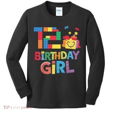 Master Builder 12th Birthday Girl 12 Year Old Brick Blocks Kids Long Sleeve Shirt