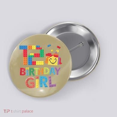 Master Builder 12th Birthday Girl 12 Year Old Brick Blocks Button