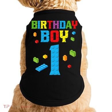 Master Builder 1st Birthday Boy 1 One Year Building Bricks Doggie Tank