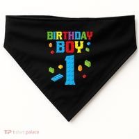 Master Builder 1st Birthday Boy 1 One Year Building Bricks USA-Made Doggie Bandana thumb 0
