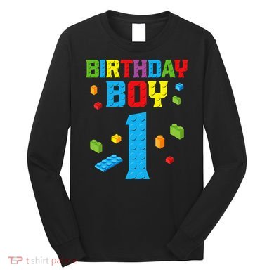 Master Builder 1st Birthday Boy 1 One Year Building Bricks Long Sleeve Shirt