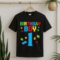 Master Builder 1st Birthday Boy 1 One Year Building Bricks T-Shirt thumb 2