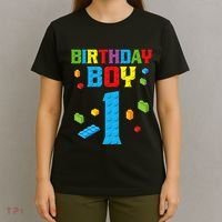Master Builder 1st Birthday Boy 1 One Year Building Bricks T-Shirt thumb 4